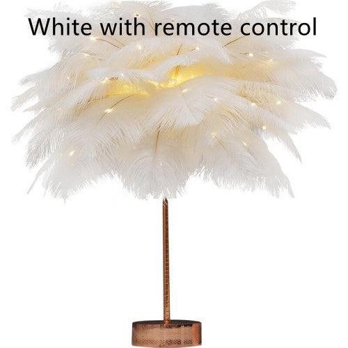 Feather Lamp Nordic Desk Lamp European-Style Bedroom Bedside Feather Table Lamp Night Light Table Lamp Decoration Modern - Rankz 