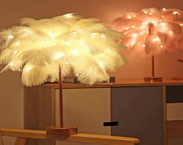 Feather Lamp Nordic Desk Lamp European-Style Bedroom Bedside Feather Table Lamp Night Light Table Lamp Decoration Modern - Rankz 