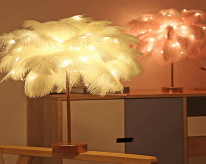 Feather Lamp Nordic Desk Lamp European-Style Bedroom Bedside Feather Table Lamp Night Light Table Lamp Decoration Modern - Rankz 