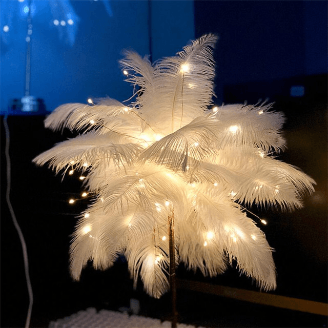 Feather Lamp Nordic Desk Lamp European-Style Bedroom Bedside Feather Table Lamp Night Light Table Lamp Decoration Modern - Rankz 
