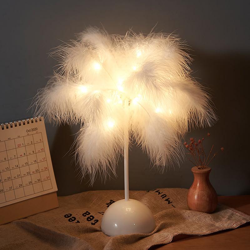 Feather Lamp Nordic Desk Lamp European-Style Bedroom Bedside Feather Table Lamp Night Light Table Lamp Decoration Modern - Rankz 