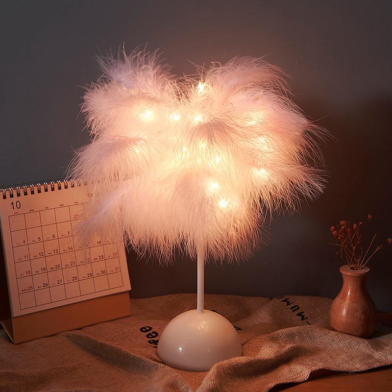 Feather Lamp Nordic Desk Lamp European-Style Bedroom Bedside Feather Table Lamp Night Light Table Lamp Decoration Modern - Rankz 
