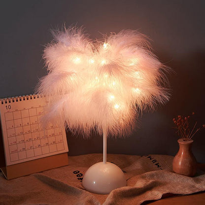 Feather Lamp Nordic Desk Lamp European-Style Bedroom Bedside Feather Table Lamp Night Light Table Lamp Decoration Modern - Rankz 