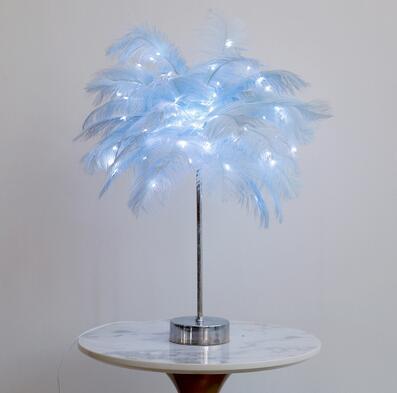 Feather Lamp Nordic Desk Lamp European-Style Bedroom Bedside Feather Table Lamp Night Light Table Lamp Decoration Modern - Rankz 