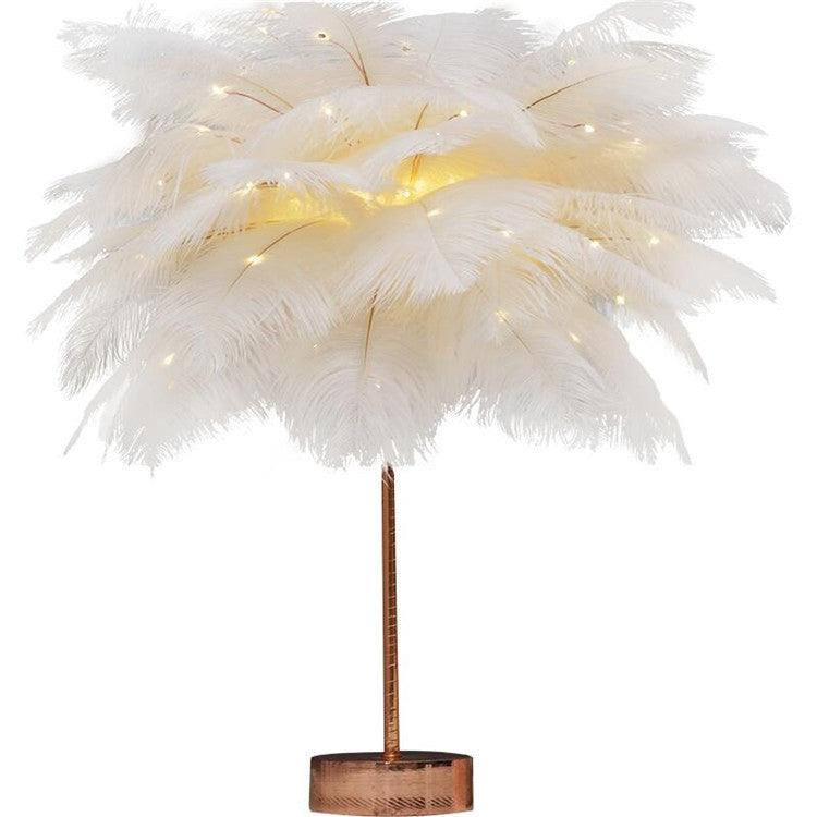 Feather Lamp Nordic Desk Lamp European-Style Bedroom Bedside Feather Table Lamp Night Light Table Lamp Decoration Modern - Rankz 