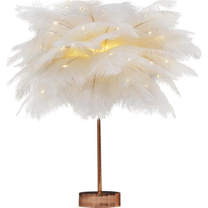 Feather Lamp Nordic Desk Lamp European-Style Bedroom Bedside Feather Table Lamp Night Light Table Lamp Decoration Modern - Rankz 
