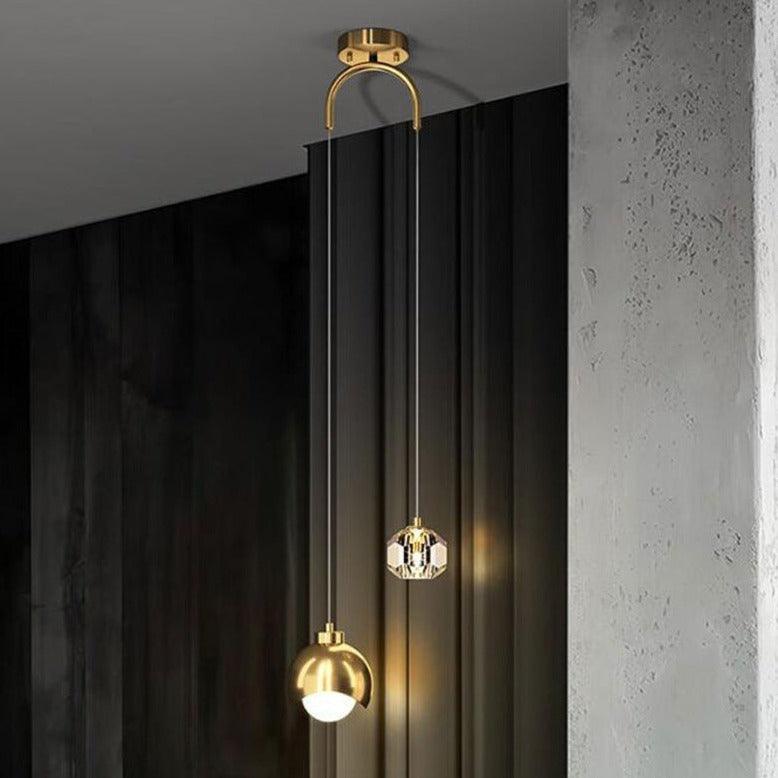 Golden Light Luxury Crystal Hanging Line Lamp Creative Bedroom - Rankz 