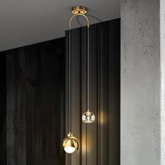 Golden Light Luxury Crystal Hanging Line Lamp Creative Bedroom - Rankz 