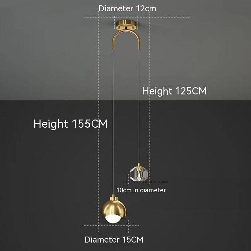 Golden Light Luxury Crystal Hanging Line Lamp Creative Bedroom - Rankz 