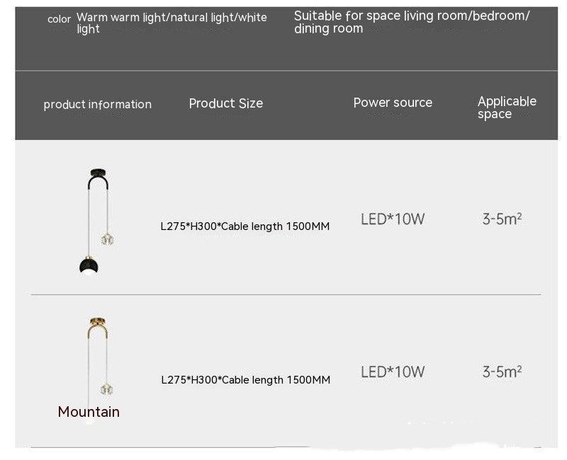 Golden Light Luxury Crystal Hanging Line Lamp Creative Bedroom - Rankz 