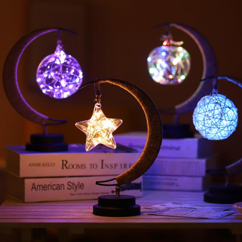 Led Moon Light Wrought Iron Ornament Light Star Shape Copper Wire Light Decorative Light USB Battery - Rankz 