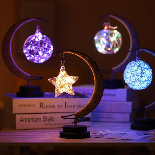 Led Moon Light Wrought Iron Ornament Light Star Shape Copper Wire Light Decorative Light USB Battery - Rankz 