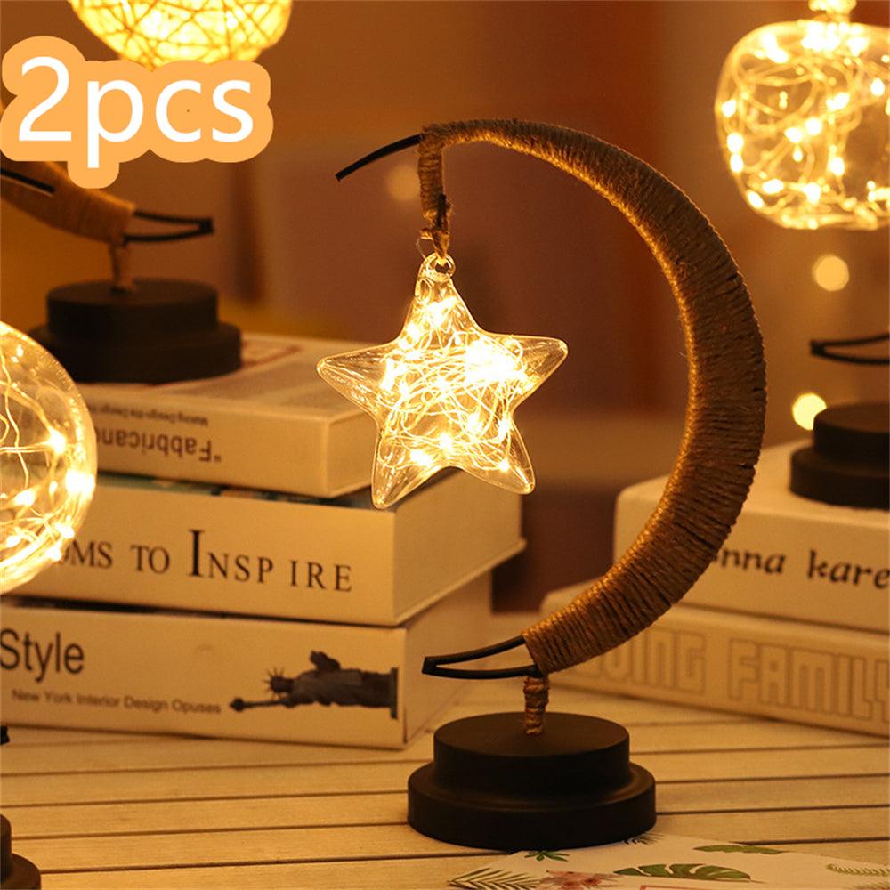 Led Moon Light Wrought Iron Ornament Light Star Shape Copper Wire Light Decorative Light USB Battery - Rankz 