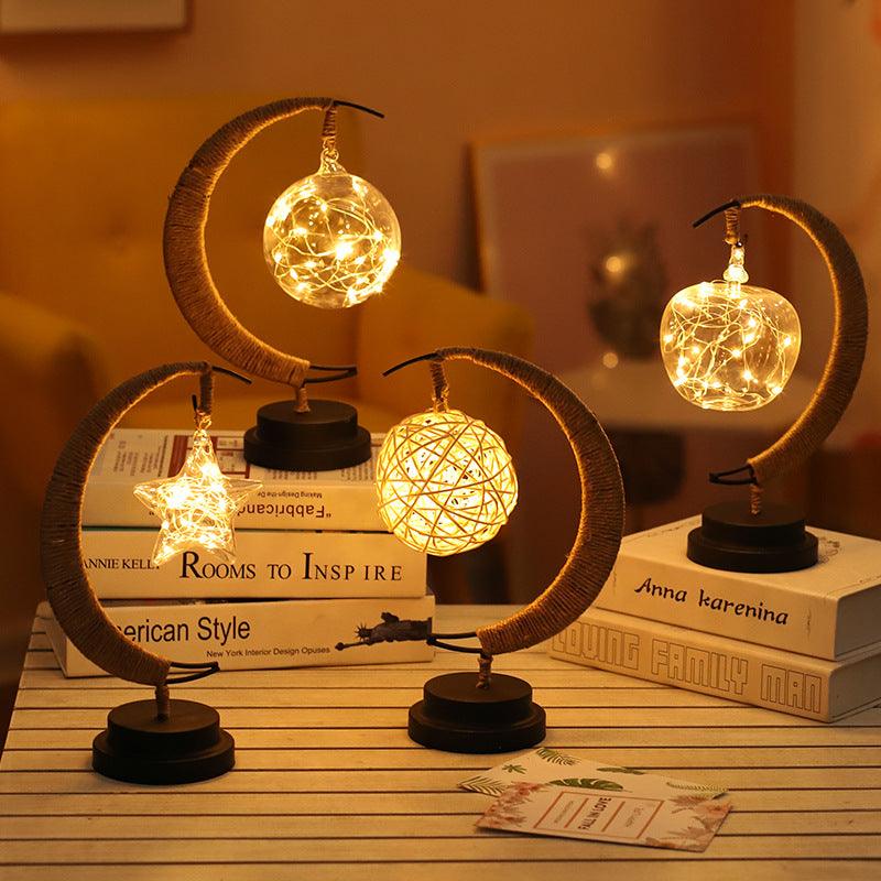 Led Moon Light Wrought Iron Ornament Light Star Shape Copper Wire Light Decorative Light USB Battery - Rankz 