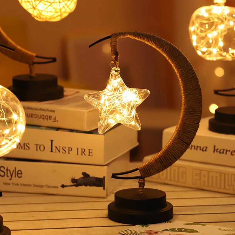 Led Moon Light Wrought Iron Ornament Light Star Shape Copper Wire Light Decorative Light USB Battery - Rankz 