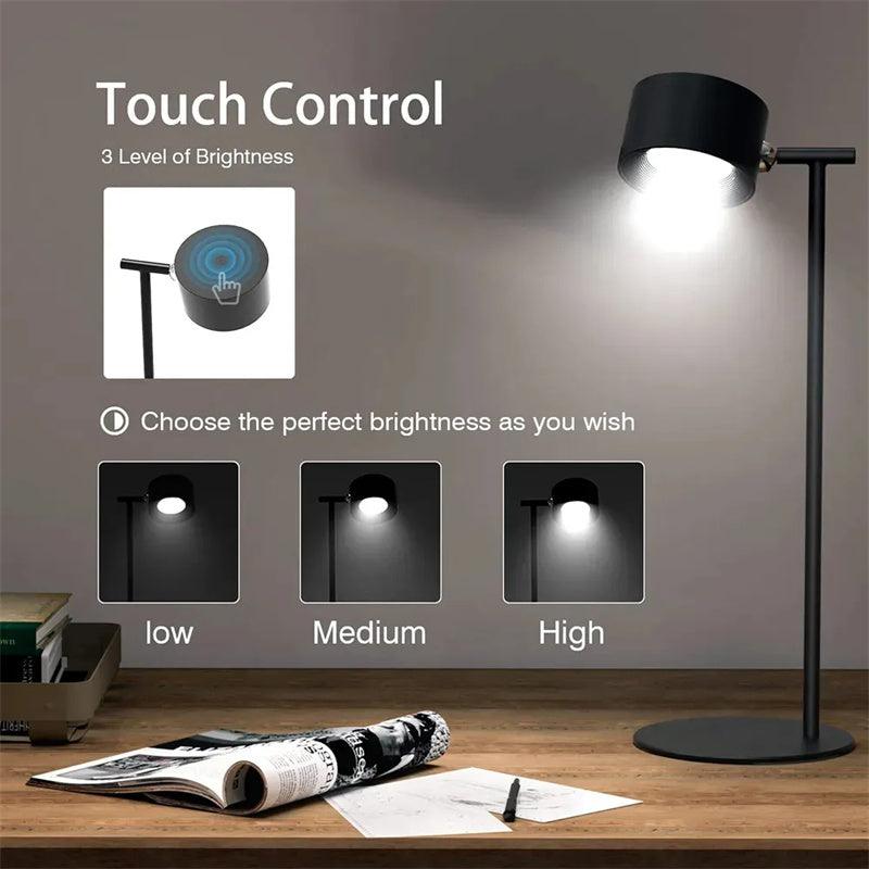 Magnetic Touchable LED USB Rechargeable Table Lamp 360 Rotate Cordless Remote Control Desk Lights Home Bedroom Wall Night Lamp - Rankz 