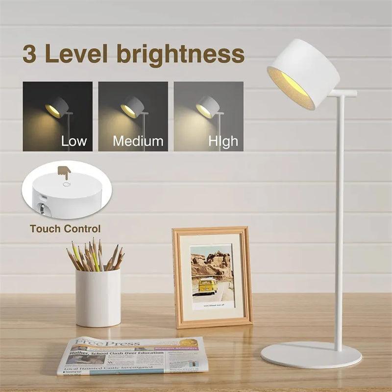 Magnetic Touchable LED USB Rechargeable Table Lamp 360 Rotate Cordless Remote Control Desk Lights Home Bedroom Wall Night Lamp - Rankz 