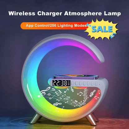 New Intelligent G Shaped LED Lamp Bluetooth Speaker Wireless Charger Atmosphere Lamp App Control - Rankz 