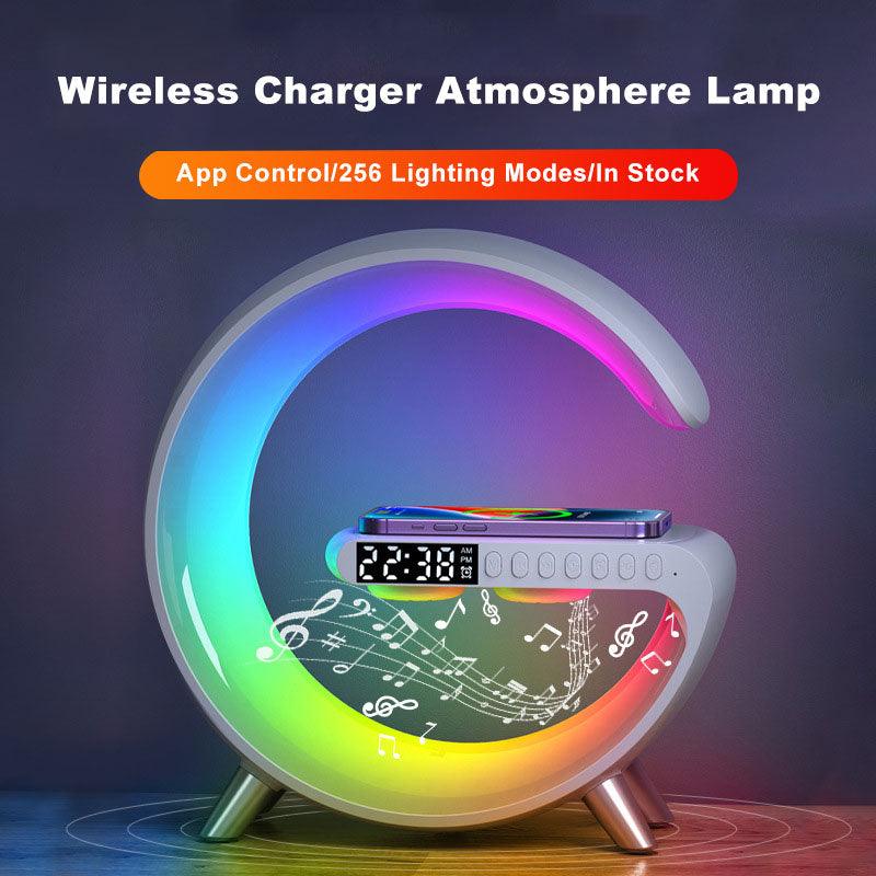New Intelligent G Shaped LED Lamp Bluetooth Speaker Wireless Charger Atmosphere Lamp App Control - Rankz 