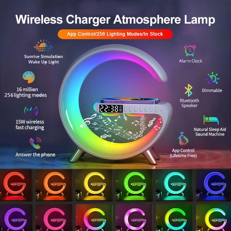New Intelligent G Shaped LED Lamp Bluetooth Speaker Wireless Charger Atmosphere Lamp App Control - Rankz 