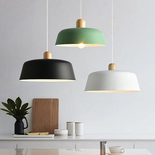 Nordic Wood Pendant Luminaire Round Hanging Lamp Suspension Light Home Decor - Rankz 