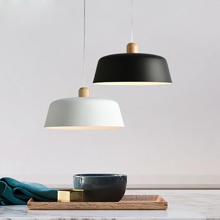 Nordic Wood Pendant Luminaire Round Hanging Lamp Suspension Light Home Decor - Rankz 