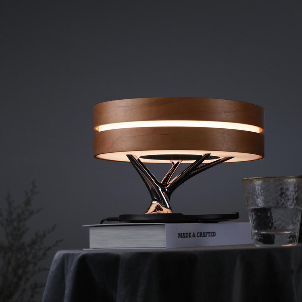 Round Intelligent Music Bluetooth Speaker Bed Lamp WiFi Circle Tree Of Led Light Wireless Charging For Living Room - Rankz 
