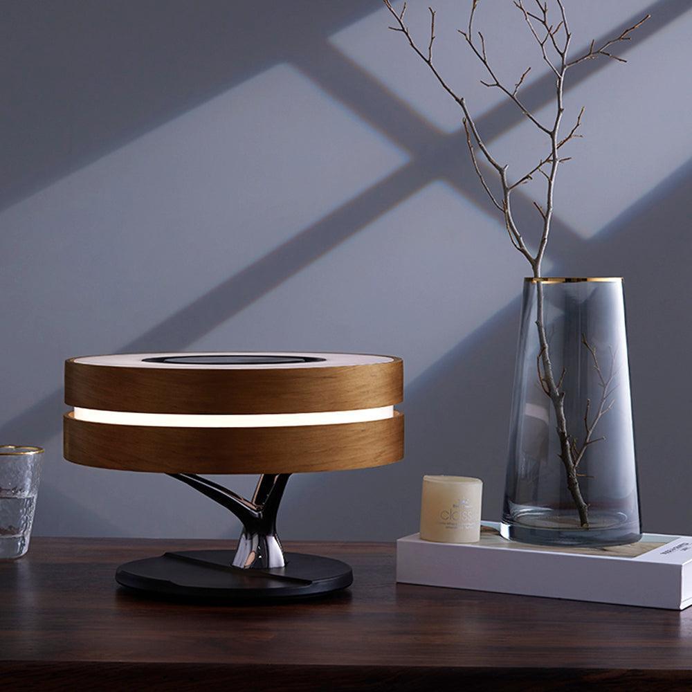 Round Intelligent Music Bluetooth Speaker Bed Lamp WiFi Circle Tree Of Led Light Wireless Charging For Living Room - Rankz 