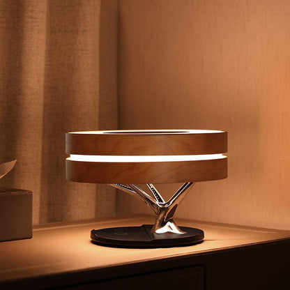 Round Intelligent Music Bluetooth Speaker Bed Lamp WiFi Circle Tree Of Led Light Wireless Charging For Living Room - Rankz 